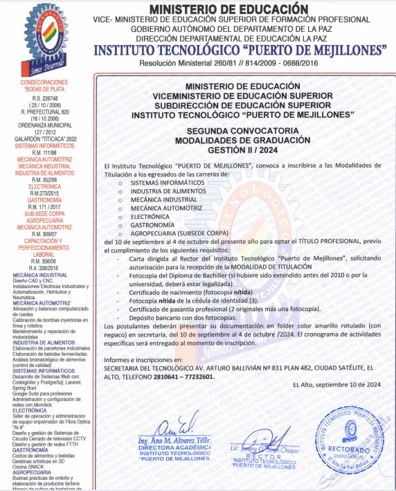 Comunicado de convocatoria institucional